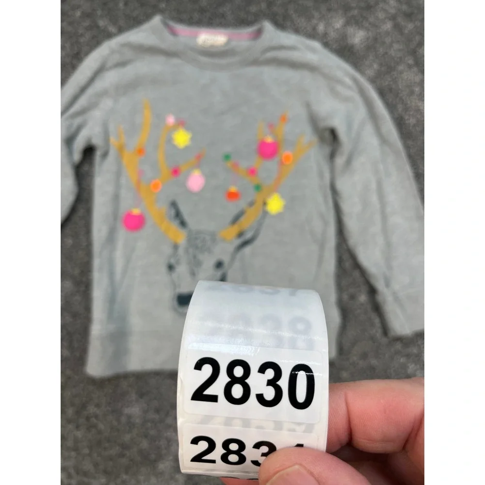 Mini Boden‎ Grey Reindeer Embroidered Ornaments Christmas Sweatshirt Kid's 4-5Y